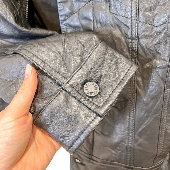 Zadig & Voltaire Kase Lambskin Crinkled Leather Coat Button Down Jacket Small - Picture 9 of 9